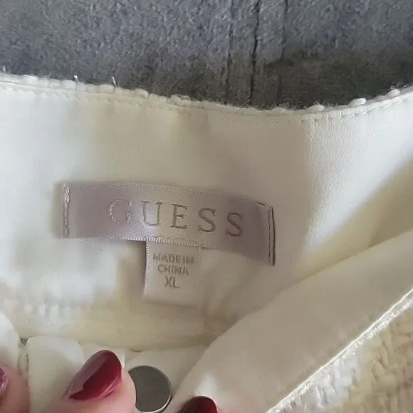 Guess button belted tweed shorts # tweed #fall # spring # light beige - Picture 7 of 11